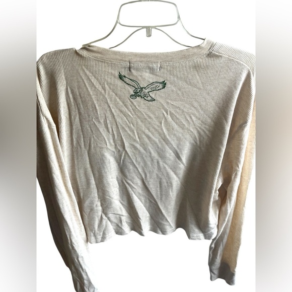 Junk Food Clothing Womens Philadelphia Eagles Sunday Tan Crop Thermal Medium - Picture 3 of 8